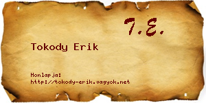 Tokody Erik névjegykártya